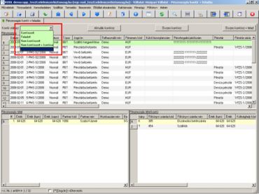 kontír státusz kiválasztása
