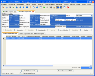 Szállítói megrendelés (Kibocsátás, Visszaigazolás)