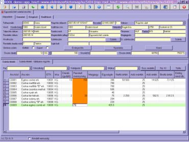 táblázatos rögzítés