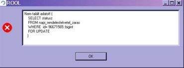 hibaüzenet nem beállított rendelésátadás esetén