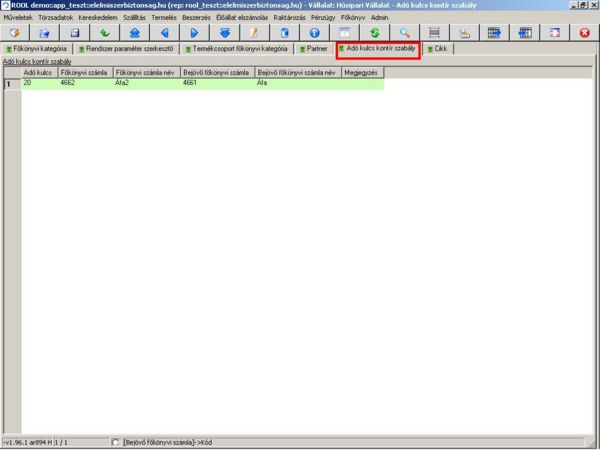 Adókulcs kontír szabály