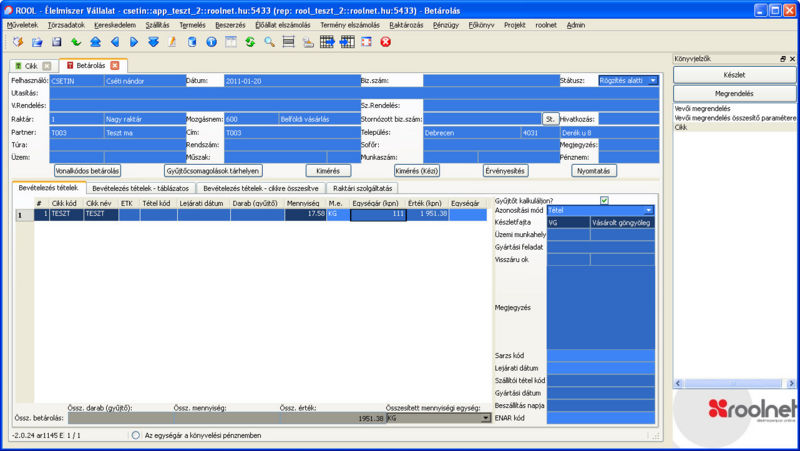 Tételes beszerzési áras egységárak beállítása (1)